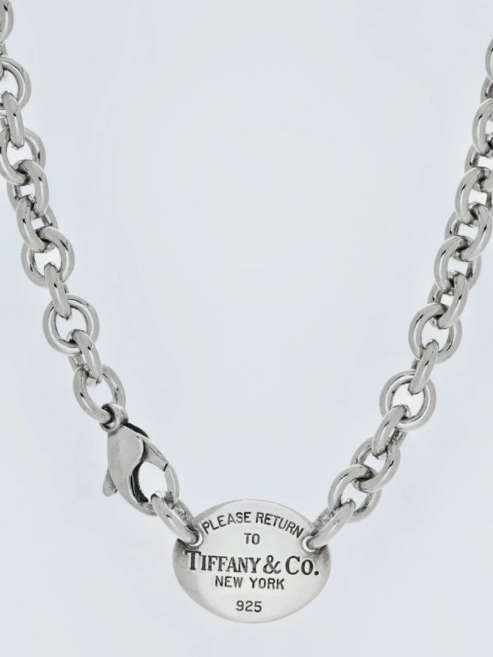 Tiffany & Co Return to Tiffany & Co. Oval Tag 925 Silver 15" Choker Necklace